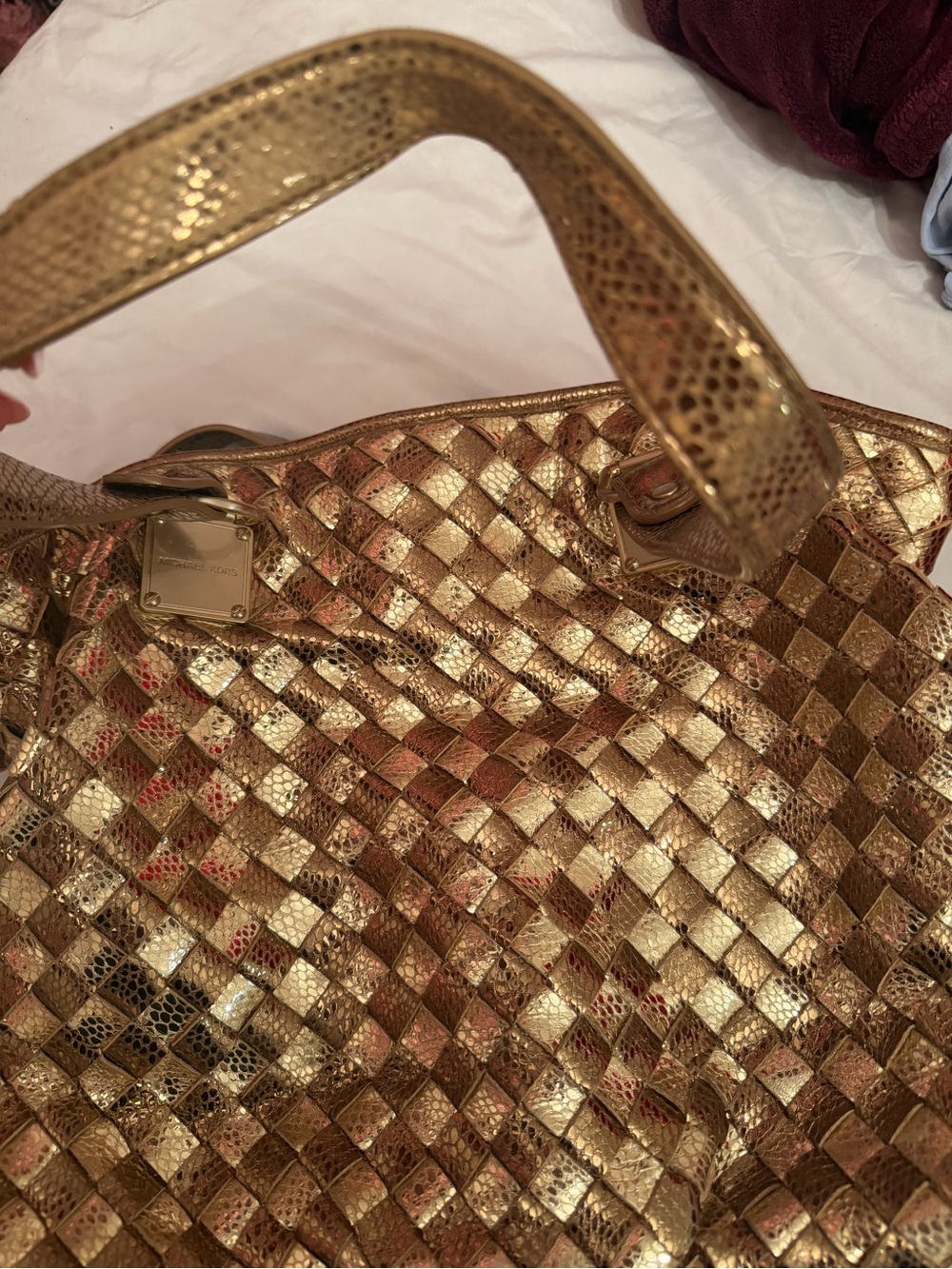 Michael Kors Gold Woven Metallic Tote